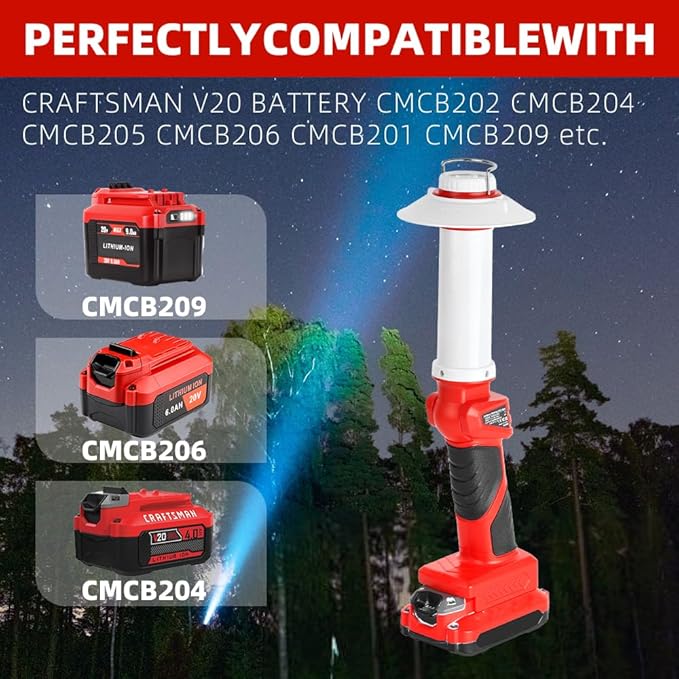 8W 800LM Lantern Replacement for Craftsman V20 Li-ion Battery Outdoor Portable Camping Lantern with Hook, USB Output, Emergency Light, Perfect for Camping, Hiking, and Outdoor Activities(Tool Only)