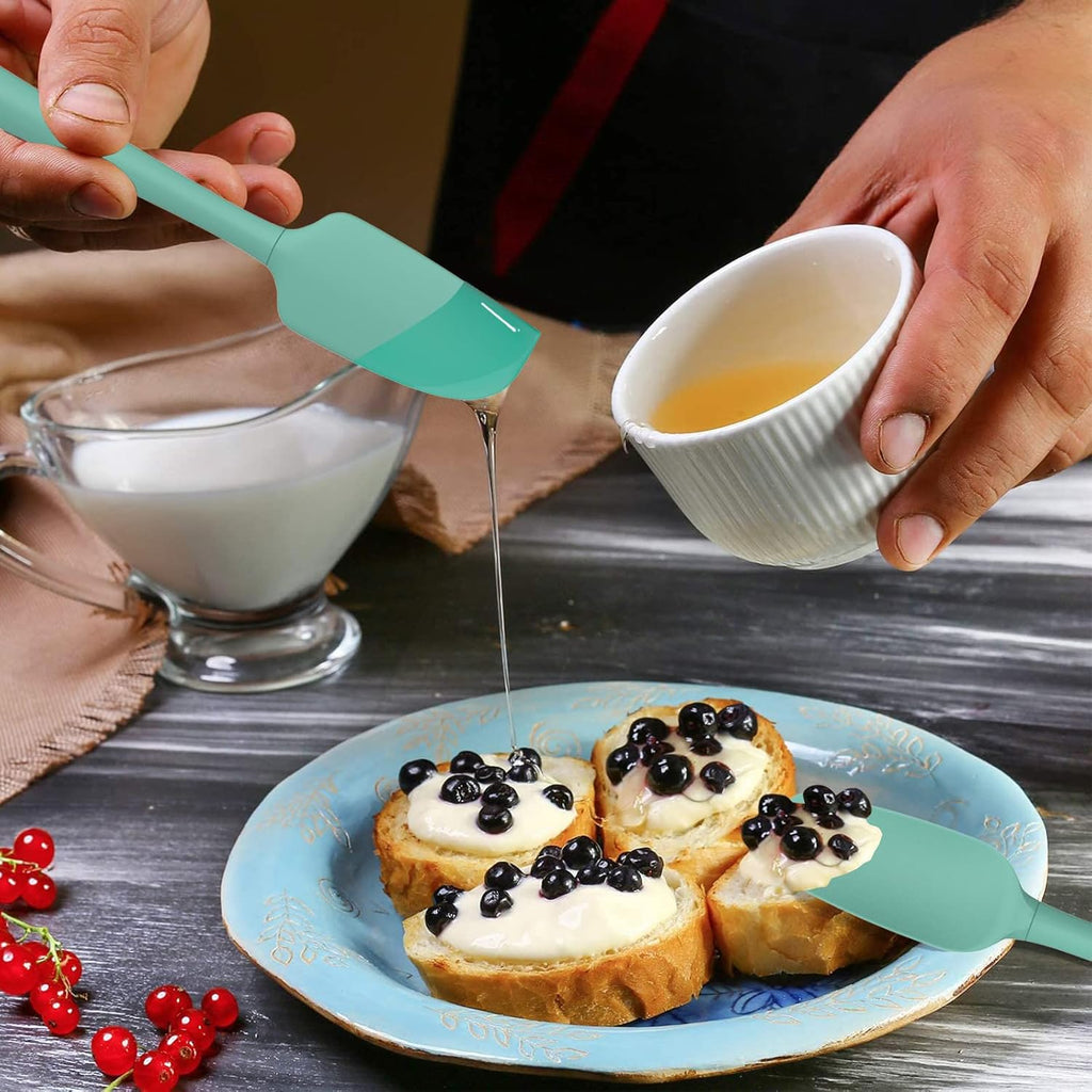 Coukre Silicone Spatula Set of 5,High Temperature Resistant, Food Grade Silicone, Dishwasher Safe, for Baking, Cooking (Pure Aqua Green)