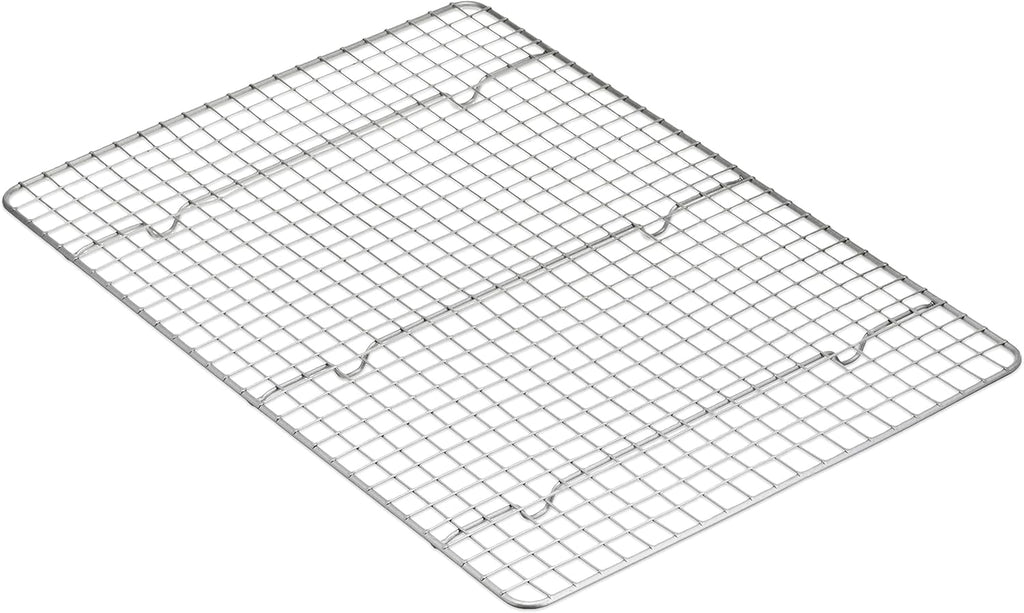 Amazon Basics Ceramic Nonstick Baking Sheet & Cooling Rack Set, Non-Toxic, Half Sheet Size - 1 Pack, Gray