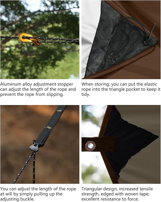 Ultralight Tarp, 14ft Hammock Rain Fly Lightweight Waterproof Camping Tent Tarp with Doors, Bushcraft Tarp Shelter for Backpacking Hiking Camping