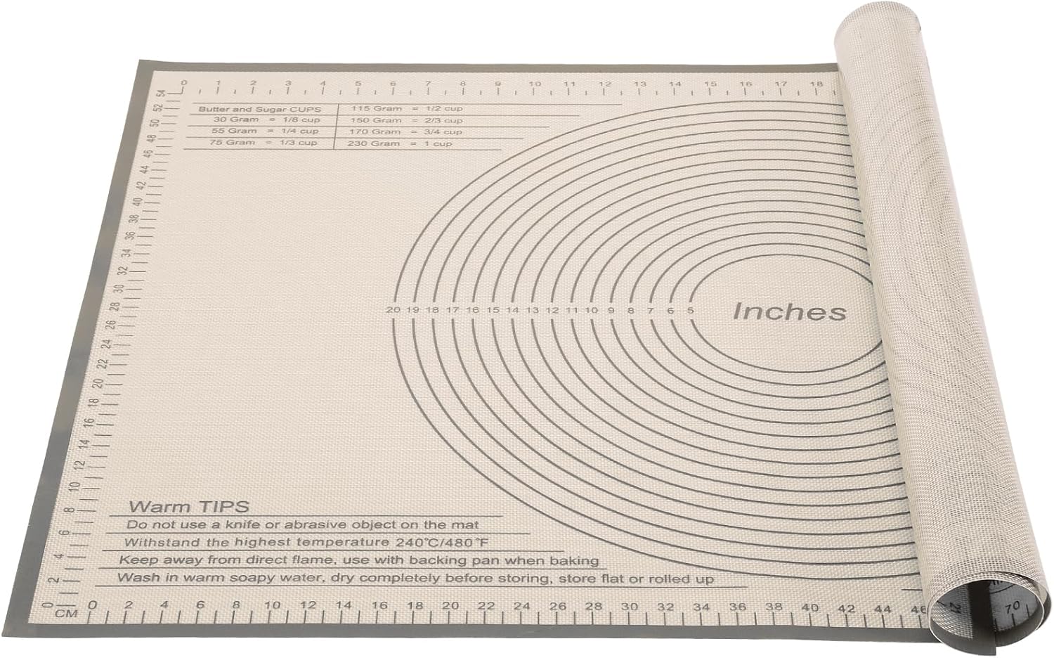 Silicone Pastry Mat 36x24 Inch - Nonstick Baking Mat Perfect for Dough, Pastry, Pie Crust, Fondant, Bread, Cookies, Pasta, Pizza
