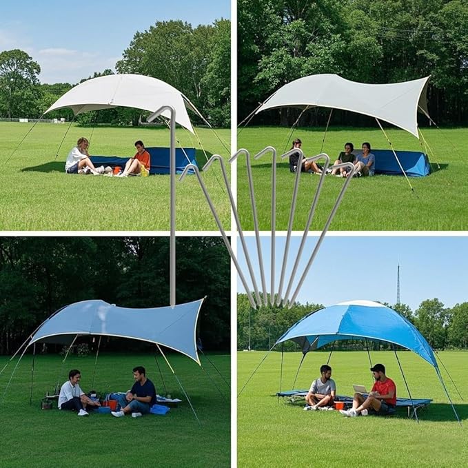 9 Inches 8 Pack Heavy Duty Tent Stakes, Metal Ground Stakes for Camping, Garden or Inflatable, Galvanized Steel Pegs for Yard and Outdoor Decorations