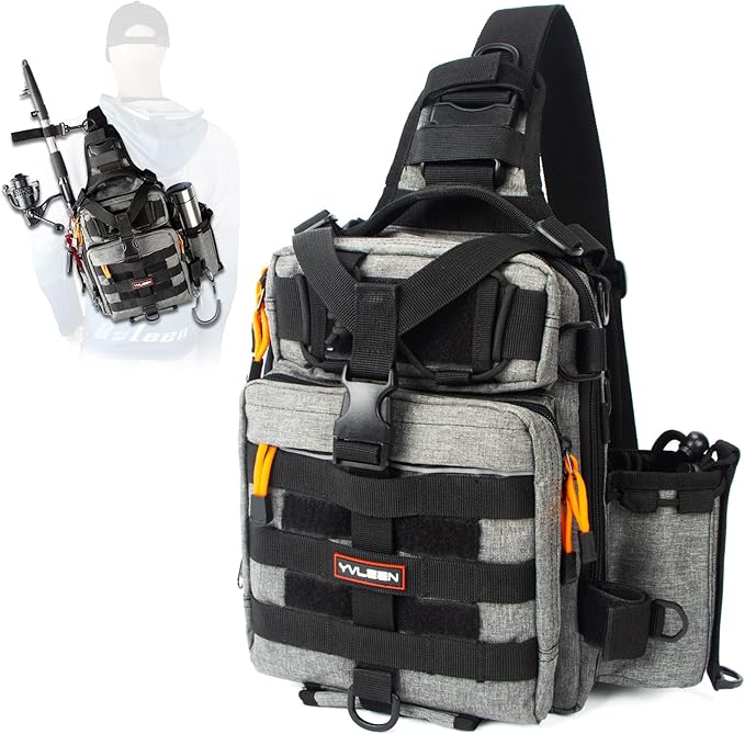 YVLEEN Fishing Tackle Backpack Storage Bag, Water-Resistant Fishing Backpack with Rod Holder, Gift for Men