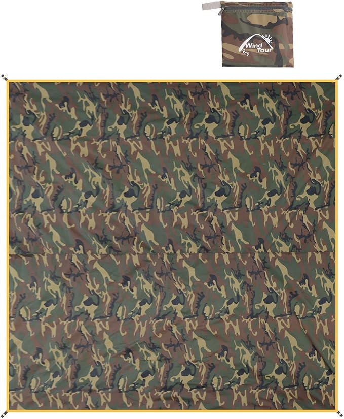 Wind Tour Portable Multifunctional Outdoor Camping Tarp Groundsheet Footprint Lightweight Floor and Ground Tarps for Camping Hiking with Carry Bag (Camouflage-177 x 177")