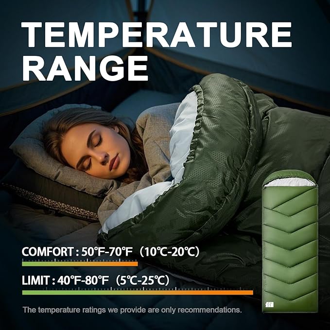 Sleeping Bags for Adults Cold Weather,Portable, Waterproof,Lightweight Sleeping Bag for Tall Girls Boys with Compression Sack for Warm Camping, Hiking, Outdoor & Indoor