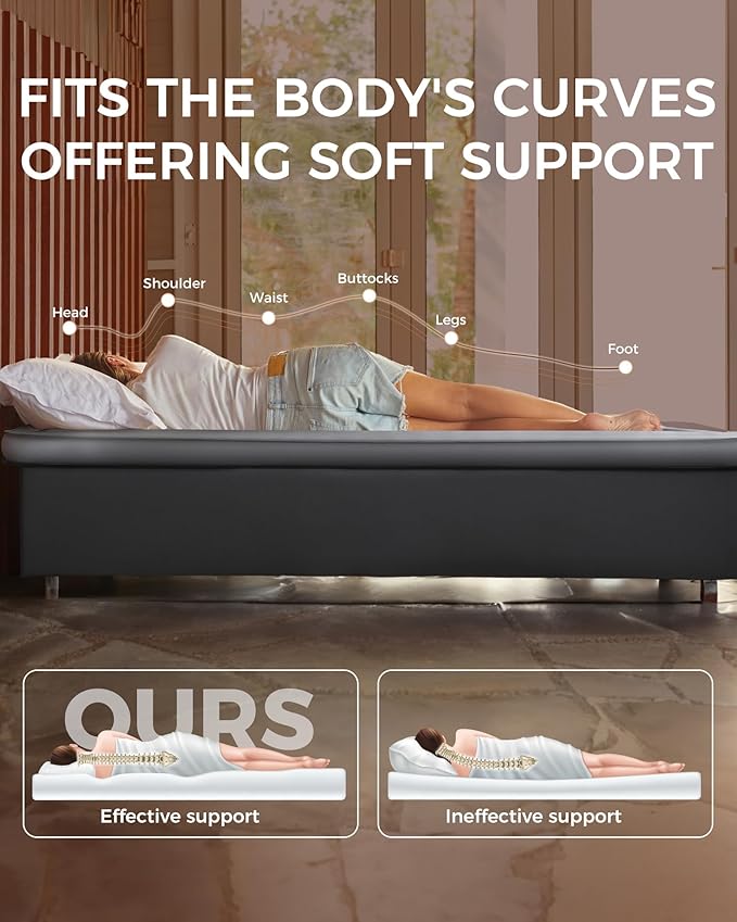 KingCamp Double Sleeping Pad, 2 Person Queen R 7.9 Self Inflating Sleeping Pad, 3" Thick Full Size Foam Mattress Mat with Air Pump for Outdoor Camping Tent Car, PVC Free (Grey)