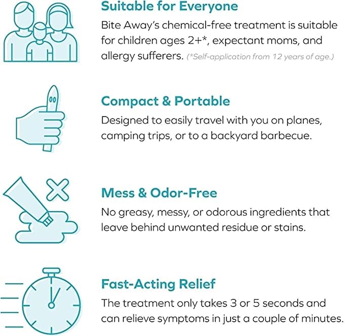 bite away - The Original Electronic Bug bite Treatment for Mosquito Bites, Made in Germany. Without Chemicals - Treatment by Heat, up to 300 Applications Possible with The First Set of Batteries