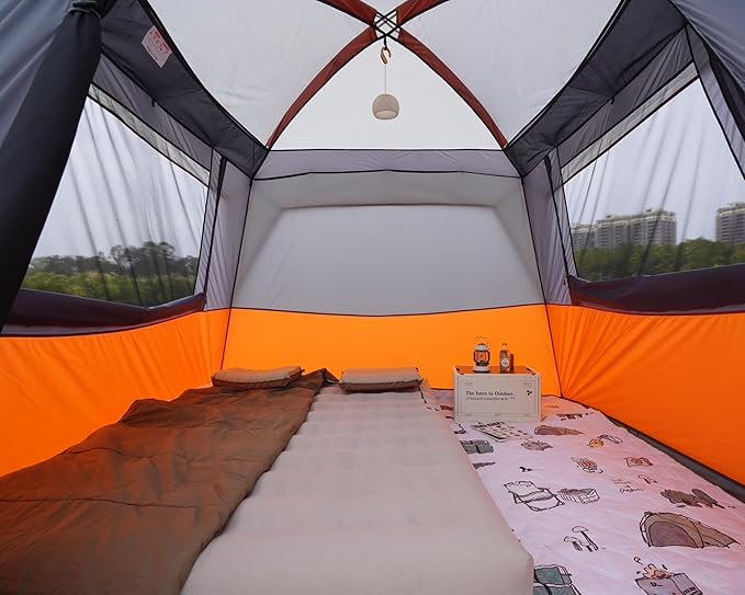 Vidalido 3-4 Person Tent with 1 Mesh Door and 2 Large Mesh Window, Double Layer Waterproof Portable Family Cabin Tent, 4 Person Tents for Outdoor Camping Hiking