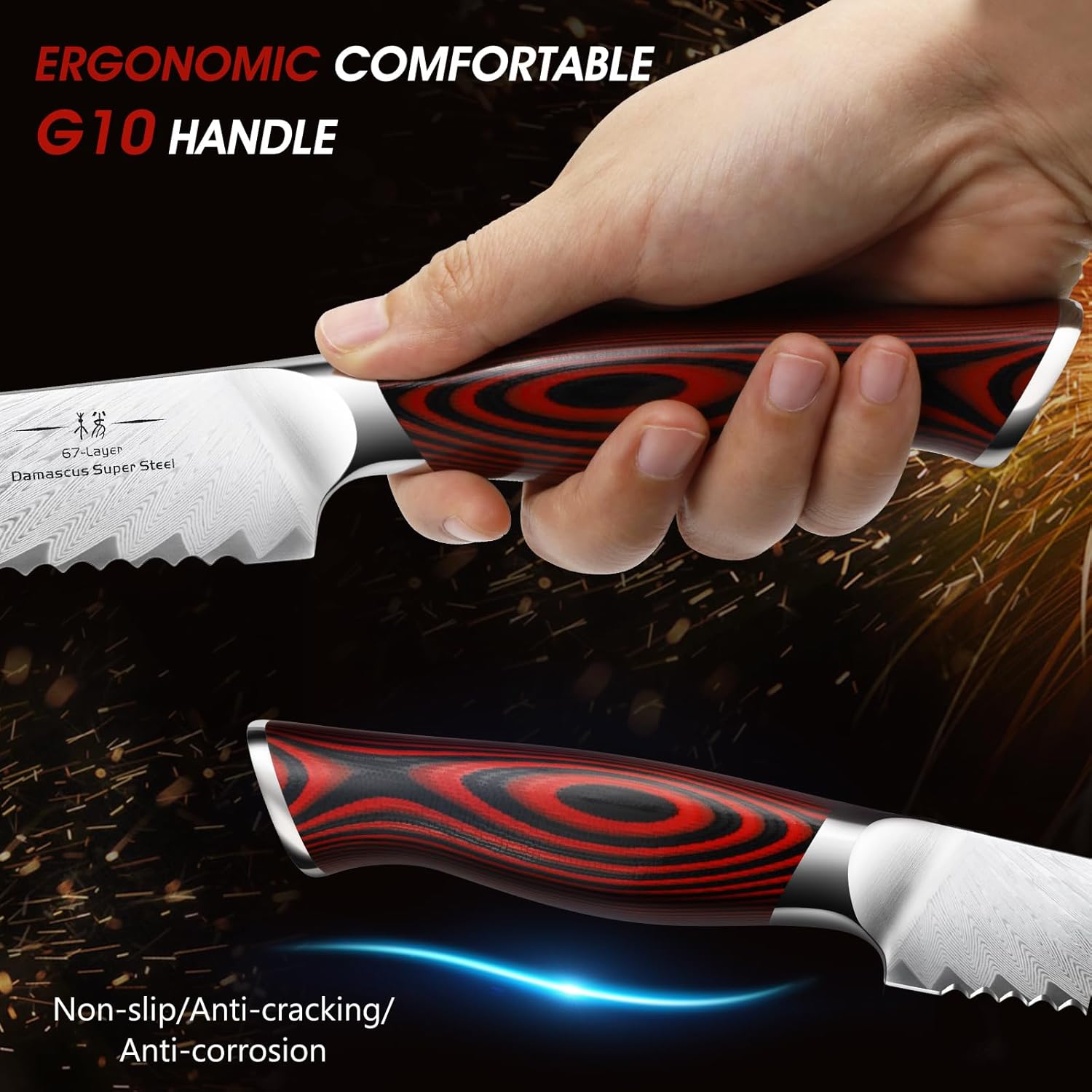 Bread Knife,8 Inch Serrated Bread Knife Ultra Sharp Damascus Steel Bread Kitchen Knife, Professional Bread Knife for Homemade Bread