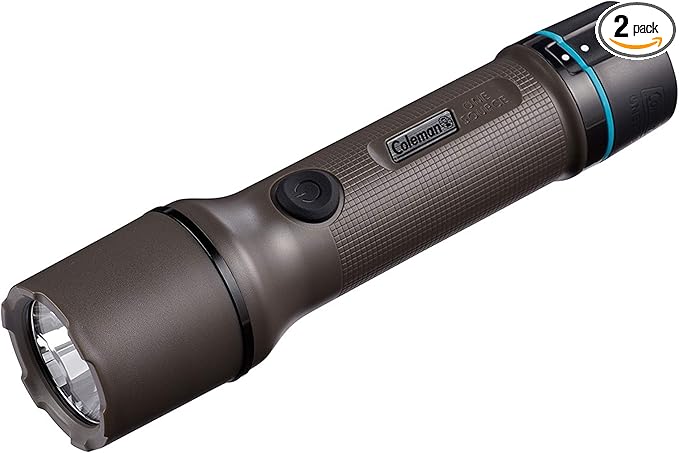 Coleman OneSource Rechargeable LED Flashlight, Water-Resistant Flashlight with OneSource Batteries Shines Up to 1000 Lumens, Rechargeable Heavy-Duty Flashlight for Camping, Emergencies, & Home Usage