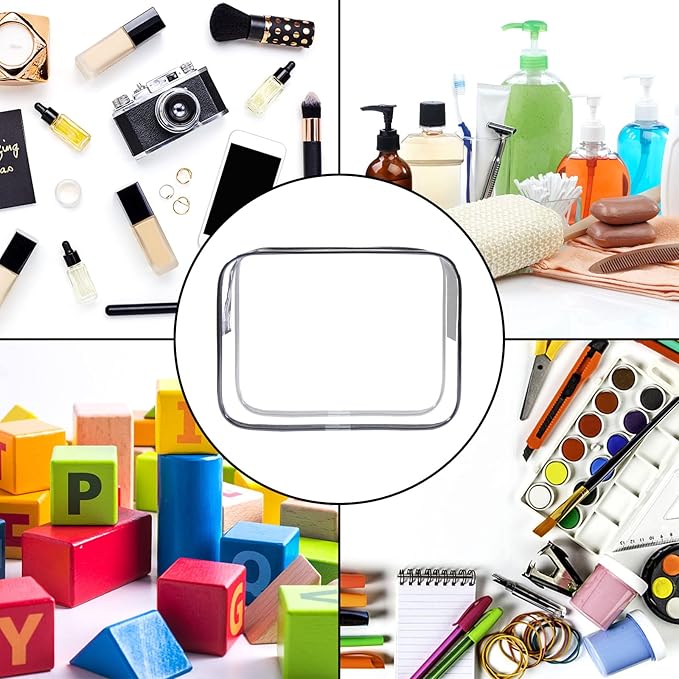 Lermende 2pcs Clear Toiletry Bag TSA Approved Travel Bag,Carry On for Travel,Airport Airline Accessories Compliant Bag,Quart Sized Makeup Cosmetic bag Women Men (Transparent Black, 2 Pack)