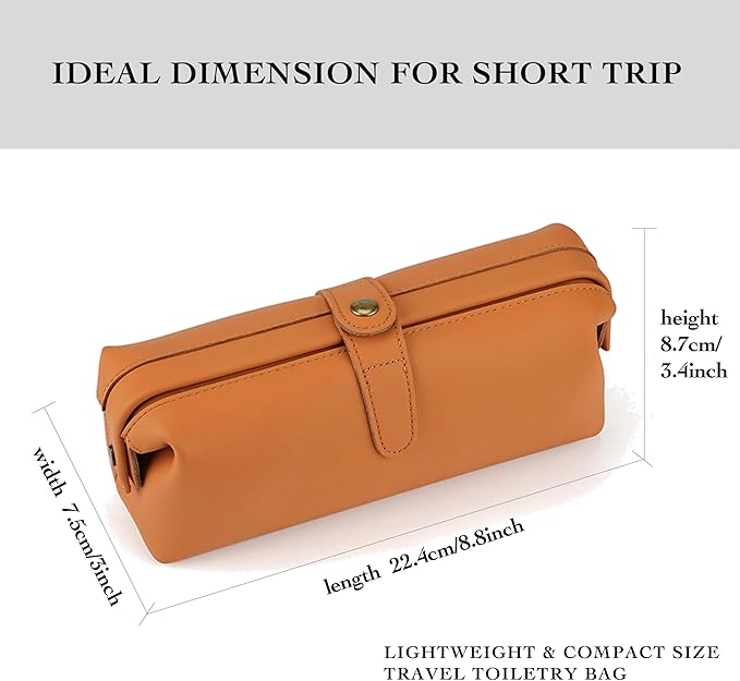 Personalized leather toiletry bag for men, mens travel bag toiletry, small dopp kit waterproof, top grain leather cosmetic bag, shaving bag without zipper