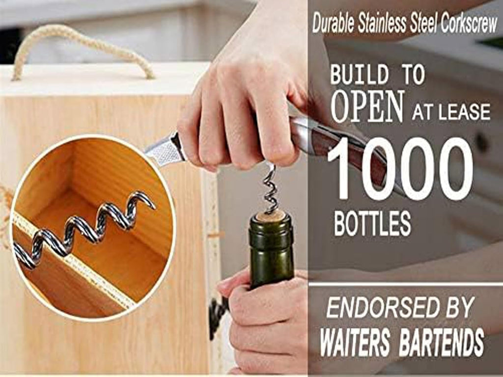 Professional Waiter Corkscrew Wine Key for Bartenders Set of 3,With Long Rosewood Handle Stainless Steel Handle Wine Opener for Bar Restaurant Waiters, Sommelier, Bartend (Rose Wood 3 Packs)