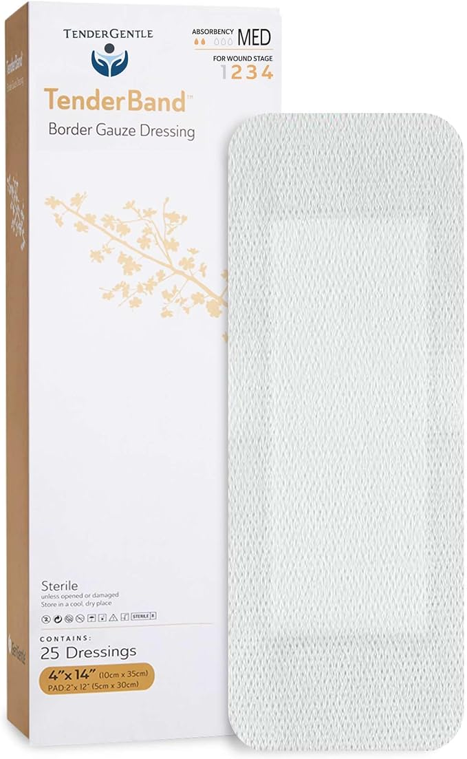 Bordered Gauze Island Dressing 4x14-25 Adhesive Island Dressings for Wound Protection - Good for Hospitals, Medical Facilities, First Aid Kits, and More