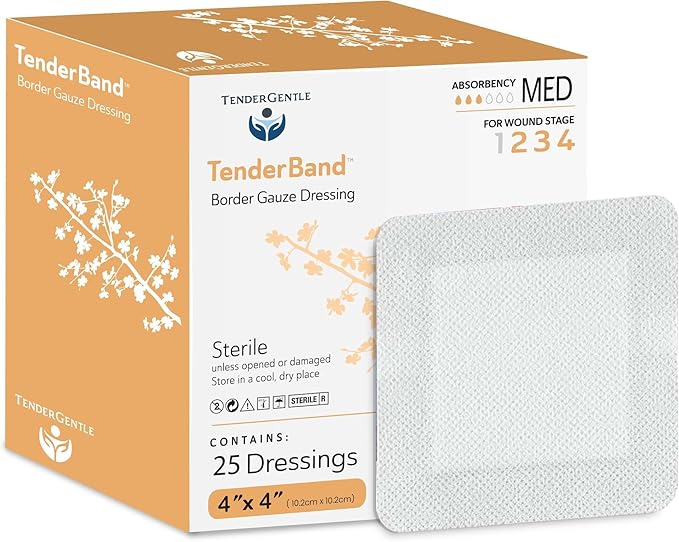 Bordered Gauze Island Dressing 4x4-25 Wound Bandages for Wound Protection - Good for Hospitals, Medical Facilities, First Aid Kits, and More