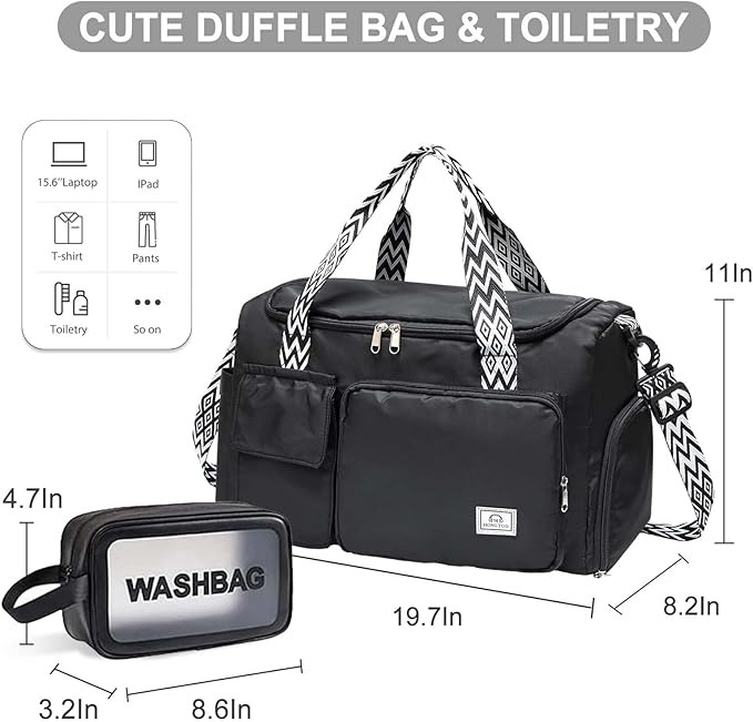 Small Gym Bag for Women, Travel Duffle Bag Carry On Weekender Bag with Shoe Compartment