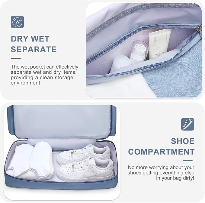 Small Gym Bag for Women, Travel Duffle Bag Carry On Weekender Bag with Shoe Compartment