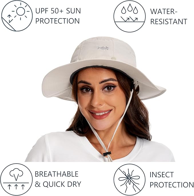 BASSDASH UPF 50+ Mosquito Sun Hat with Hidden Head Net and Neck Flap for Men Women Outdoor Fishing Hiking Camping FH16