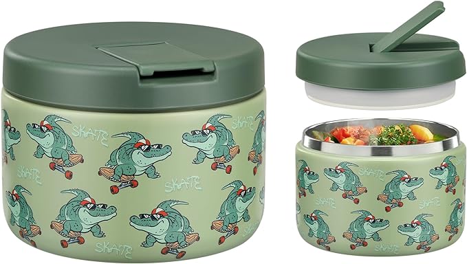 12oz Kids Soup Thermo for Hot Food Insulated Vacuum Food Jar with Buckle Lid, Stainless Steel Wide Mouth Leak Proof Lunch Container for School Travel 1 Pack