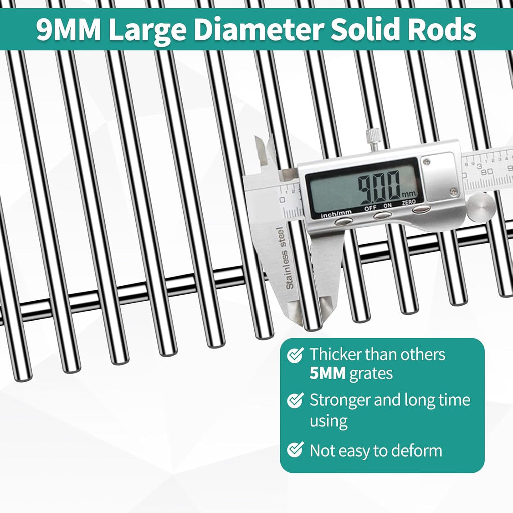 9MM 18 7/8" Stainless Steel Genesis 2 Grill Grates for Weber Genesis ii E-310 E-315 E-325 E-330 E-340 S-335 S-340 GS4 Genesis ii Grill Parts for Weber 66095 Genesis ii 300 LX 300 Series