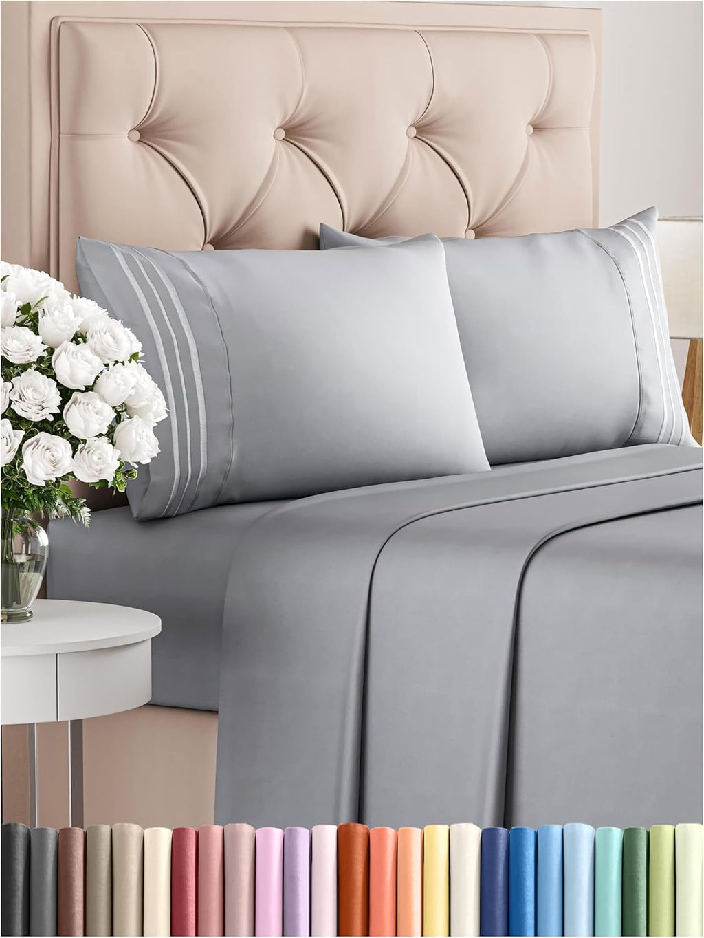 Queen Size 4 Piece Sheet Set - Comfy Breathable & Cooling Bed Sheets Set - Hotel Luxury Bedding for Women, Men, Kids, Teens, Boys & Girls - Deep Pockets, Soft and Wrinkle Free - Oeko-Tex - Steel Blue