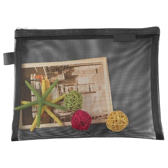 Clear Cosmetic Bags Zip Makeup Mesh Bags Pencil Case Pouch Travel Toiletry Kit Set Storage Case ((6A+5A)*3 Black)