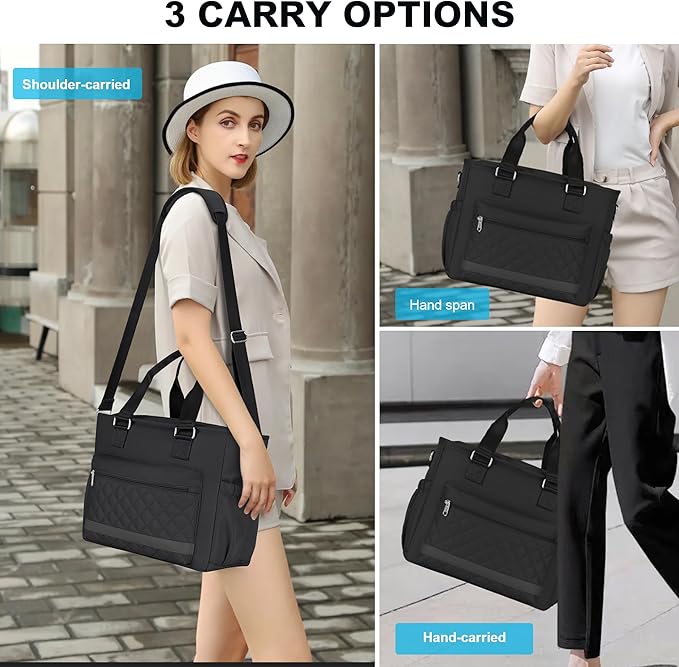 16L Large Lunchbox for Woman, Insulated Lunch Bag Women, Adult Lunch Box for Work, Leakproof, Black