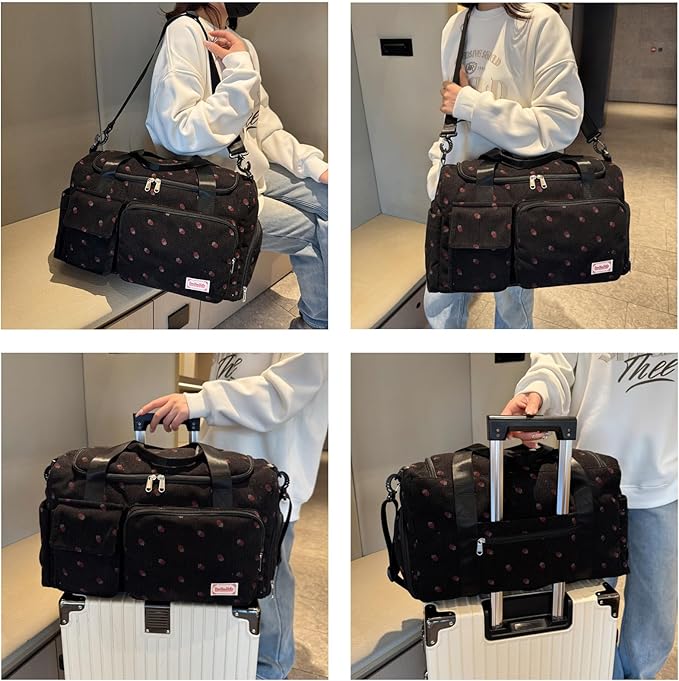 Small Gym Bag for Women, Travel Duffle Bag Carry On Weekender Bag with Shoe Compartment