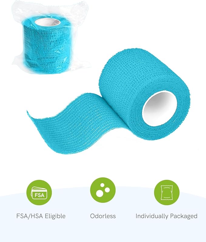 FriCARE Self Adhesive Bandage Wrap, Medical Tape in First Aid Kit, Cohesive Bandages for Wounds Sport Vet, FSA/HSA Eligible, 2 Inches X 5 Yards 6 Rolls, Vibrant