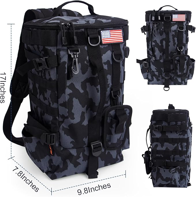 Fishing Backpack Tackle Bag, Fishing Backpack with Rod Holders Large Storage Fishing Tackle Box Backpack, Fishing Rod Bag for Carrying Fishing Gear and Equipment, RBC01