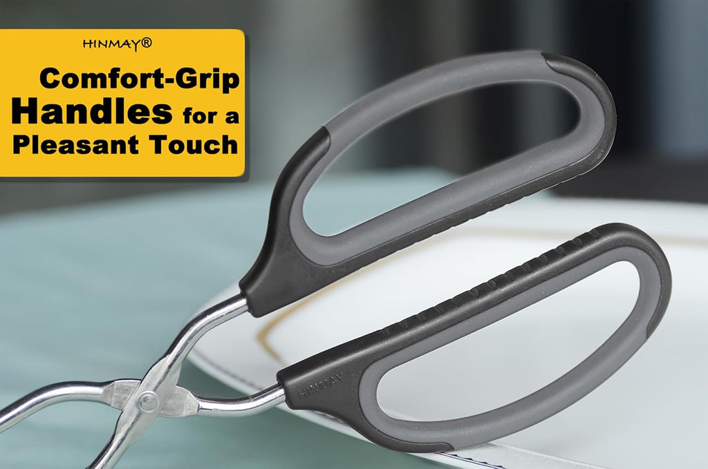 Scissor Tongs with Comfort-Grip Handle 12-Inch Cooking Tongs (Black Handle)