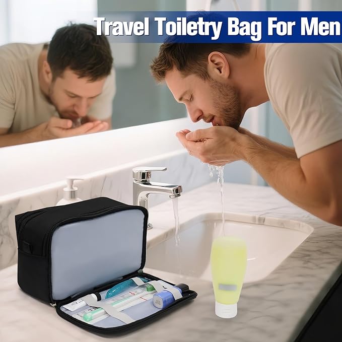 Toiletry Bag For Men, Travel Essentials Shaving Dopp Kit Bathroom Bag Hanging Shower Bag For Camping Outdoor, Father's Gifts, Dad's gift, Black