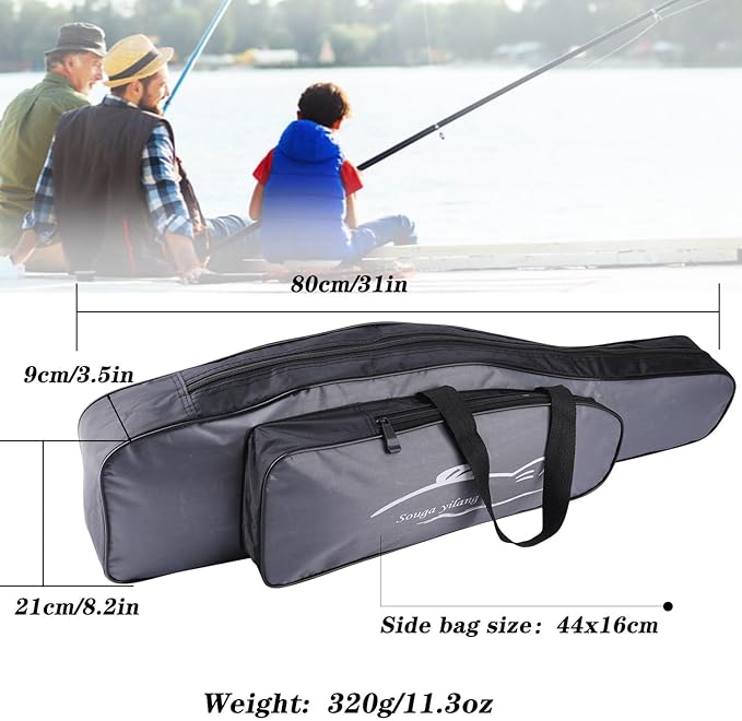 Sougayilang Folding Fishing Rod Case Organizer Pole Storage Bag Rod Reel Tackle Carrier Fishing Rod Bag Fishing Case