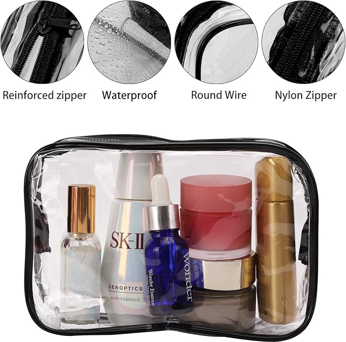 Tbestmax 10 Pack Clear Cosmetic Bags Makeup Bags Portable Waterproof TSA Approved Travel Toiletry Bags Organizer