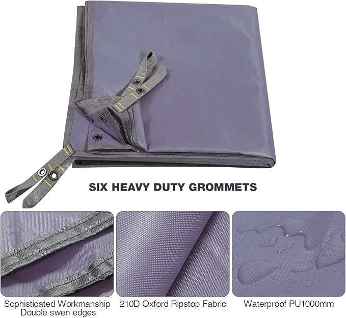 REDCAMP Large Waterproof Camping Tarp Lightweight, Multifunctional Insulated Tent Footprint for Camping Hiking Backpacking, Grey 118"x116"