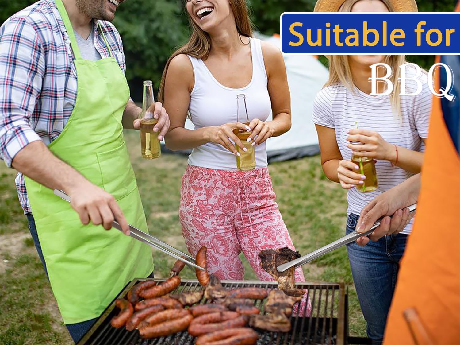 JETKONG 18 Inch (45cm) Extra Long Barbecue Tongs, Heavy Duty Giant Tweezer Tongs for Grilling and BBQ, Set of 2 (Point Tips)