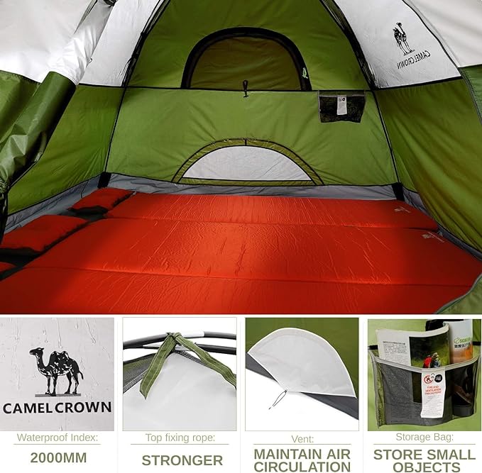 CAMEL CROWN Tents for Camping 2/3/4/5 Person Camping Dome Tent, Waterproof,Spacious, Lightweight Portable Backpacking Tent for Outdoor Camping/Hiking