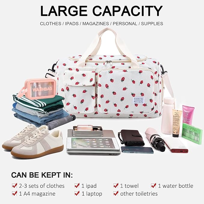 Small Gym Bag for Women, Travel Duffle Bag Carry On Weekender Bag with Shoe Compartment