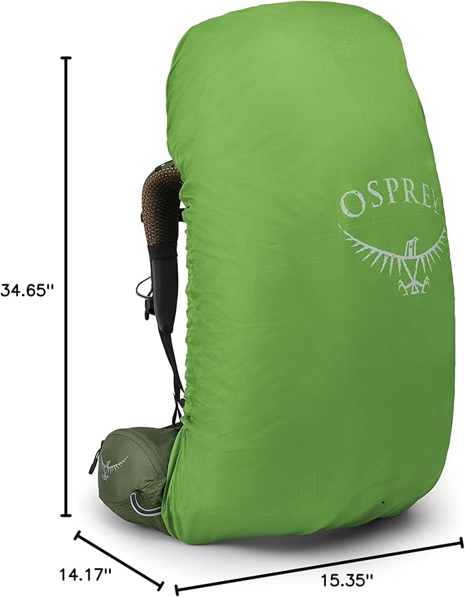 Osprey Atmos AG 65L Men's Backpacking Backpack, Mythical Green, L/XL