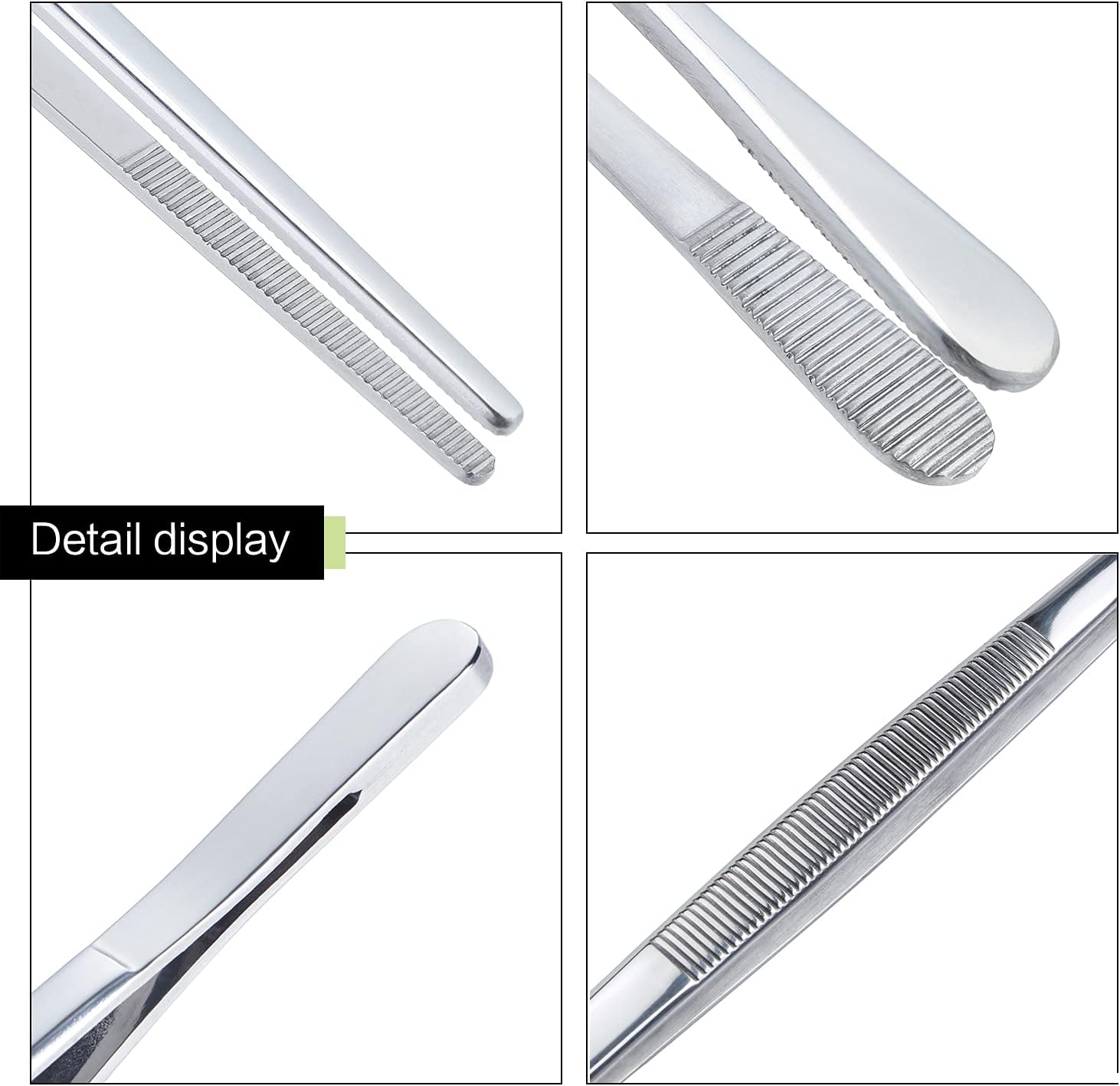 MSY BIGSUNNY Stainless Steel Food Tweezers Multi-function Cooking Tongs Kitchen Serving Tong (12" Round & 12" Pointed Tweezers)