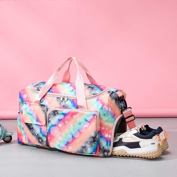 Small Gym Bag for Women, Travel Duffle Bag Carry On Weekender Bag with Shoe Compartment