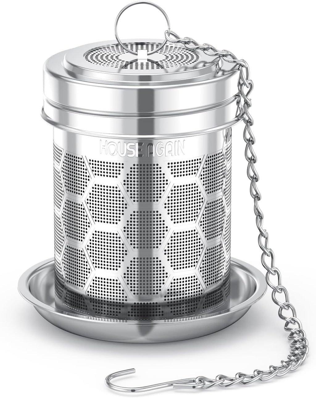 House Again Tea Infuser for Loose Leaf Tea, Extra Fine Mesh Tea Strainers, 304 Stainless Steel with Chain Hook, Loose Leaf Tea Steeper for Brew Tea Spices & Seasonings, Geometric Design