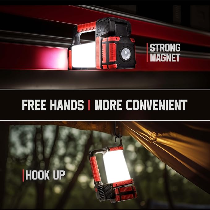 CLAKAP Rechargeable Spotlight, 2000Lumens 270°Rotatable Handheld LED Flashlight Spotlight, Long Lasting Searchlight with Floodlamp, Portable Charger Lantern Flashlight for Farm, Camping, Boat