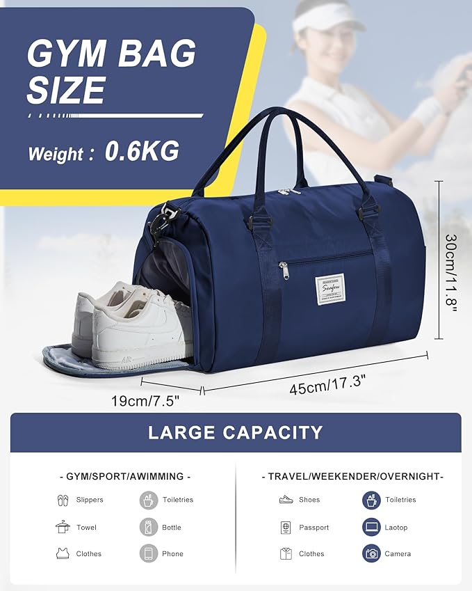 Gym Bag Womens,Travel Duffel Carry on Bag Sport Tote Bag Weekend Overnight Bag