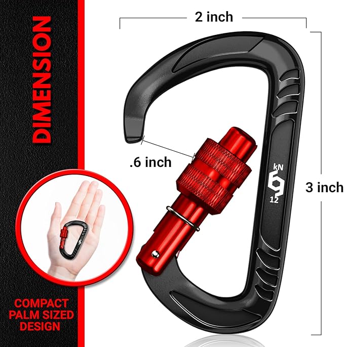 12kN (2697 lbs) Heavy Duty, Locking, Auto Locking, Wiregate Carabiner Clips, for Securing Pets, Outdoor, Camping, Hiking, Hammock, Dog Leash Harness, Keychains