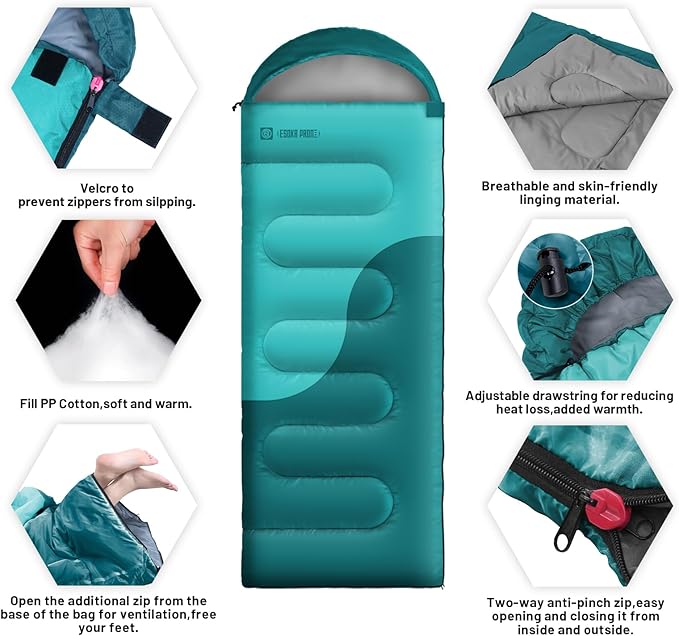 Sleeping Bags for Adults&Kids,Lightweight Waterproof Warm Weather Sleeping Bag,Compact Portable Sleeping Bag for Camping,Essentials Gear for Camping Hiking Outdoor Travel