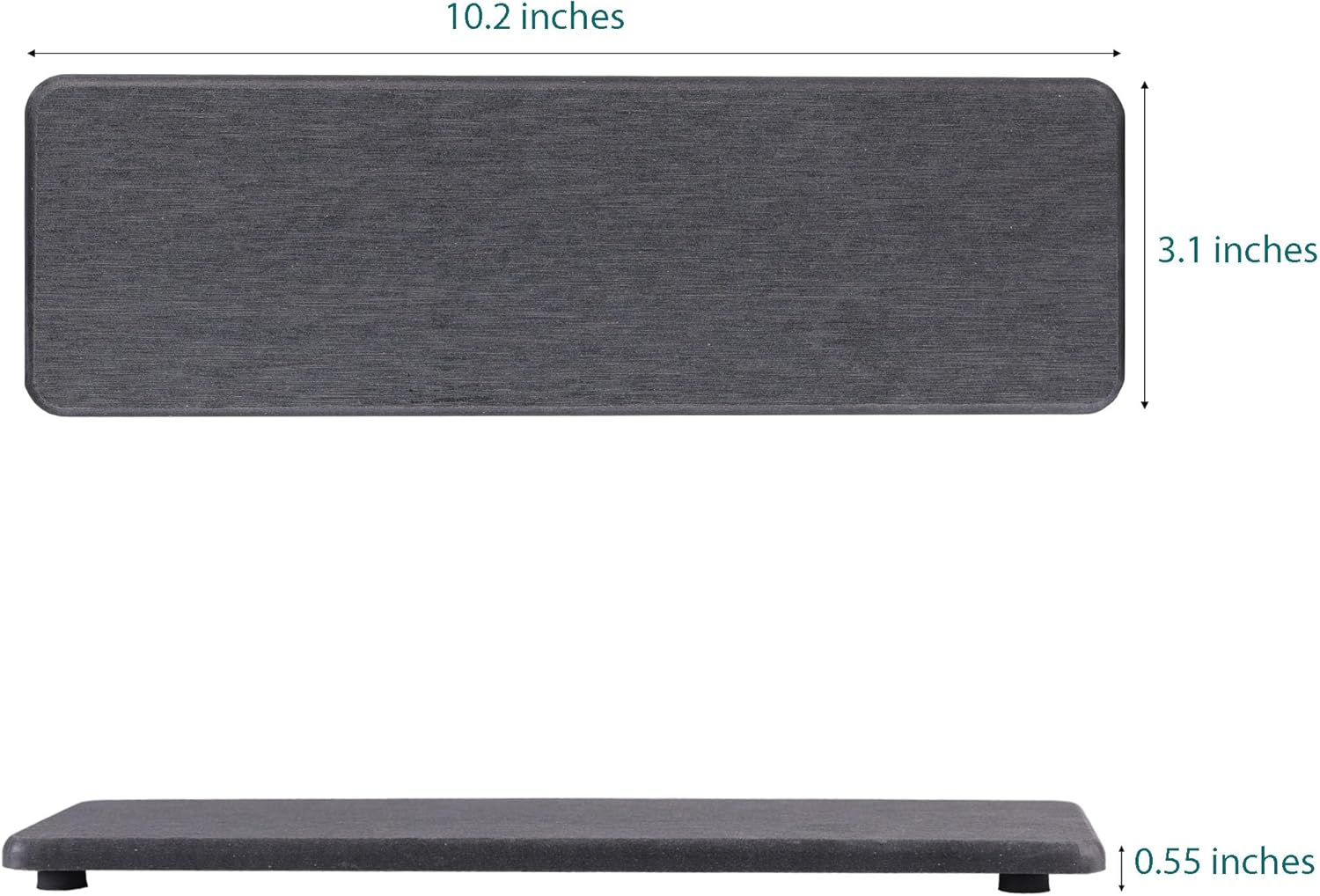 2 Pcs Water Absorbing Stone Trays, Kitchen/Bathroom Sink Soap Dish, Diatomite Tray Used for Hand Soap & Cosmetic Bottles in The Modern Home, 3.2" W x 10.2" L, Dark Gray