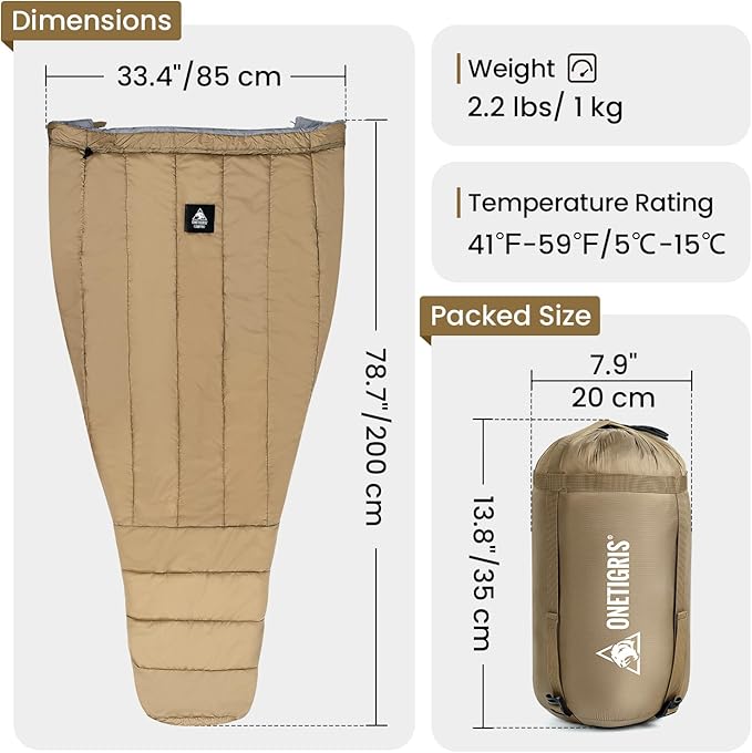 OneTigris Featherlite Ultralight Sleeping Quilt, Weighs 35oz, Warm Hammock Topquilt 40 Degree, with Footbox, Perfect for Outback Camping, Hiking, Backpacking and Hammocks