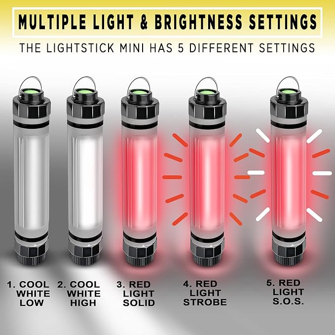 SunJack LightStick – Waterproof Rechargeable Light with Power Bank, Hiking, Backpacking and Camping Essentials Gear Accessories, Emergency Survival and Hurricane Preparedness Items Supplies