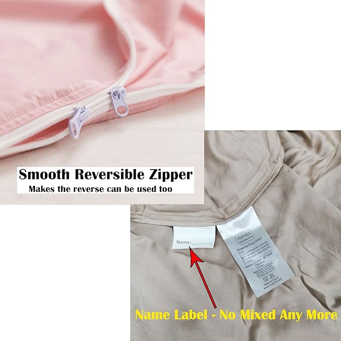 Brand - GANNAFEE Cotton Sleeping Bag Liner with Zipper - 100% Cotton Travel Sheet Sleep Sack Adult - Travel Sleeping Bag for Hotels Camping Hiking